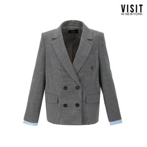 [비지트인뉴욕]로고 자수 디테일 더블 숏자켓 VB3JK31