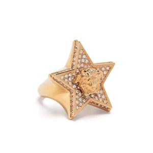 베르사체 gold tone Medusa Star crystal ring 10103421A00621 TP720336577