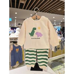 [블루독베이비] 25 FW(IV)디노 상하세트(45A7067208)  백일 선물 조카 유아 아가옷 실내복 등원 (45A706720