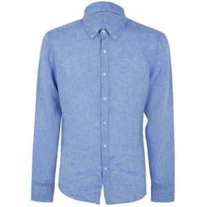 Michael Kors 슬러브 텍스처 곡선 밑단 셔츠 CS4400H4YT 497GRECIANBLUE TP945195076