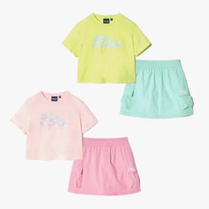 휠라키즈(FILA KIDS) (FK2FSH2401F) Daisy 스커트 상하세트 티셔츠치마바지세트