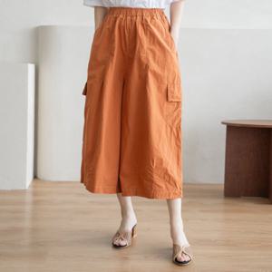 엄마옷 마담4060 밴딩 와이드핏 면팬츠 포켓포인트 카고스티치-ZPN2507037-