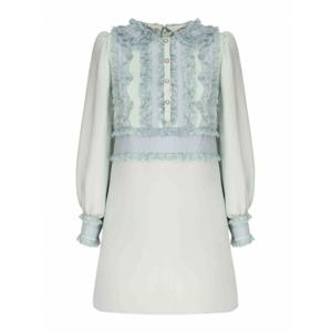 [VALENTINO] 라프리마 여성 숏 자수 크레이프 쿠튀르 원피스 6B3VAEJ61CFR5F Blue /8