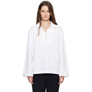 25 SS 빅토리아베컴 여성 화이트 탭 디테일 데님 블라우스 252784F107001