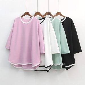 [아이우먼]빅사이즈배색티 G847L507 더블배색언발반팔티 IL