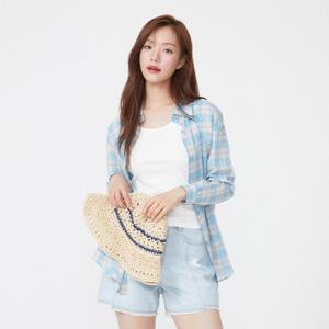 플라스틱아일랜드  (PR2WB705)  SET 나시 탑+체크 셔츠