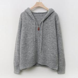 샵앤) 여성 알파카 후드 베이직 가디건 SIU-WCD-3687-그레이