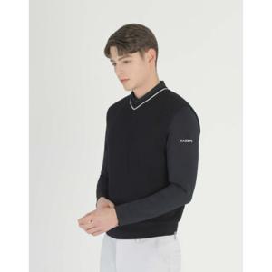 헤지스골프  (HUSW5A213BK)  25SS 블랙 남성 라인배색 니트 베스트