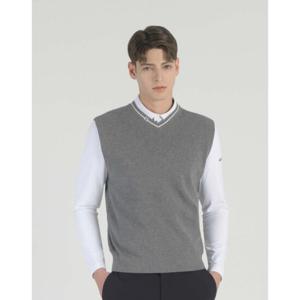 헤지스골프  (HUSW5A213G1)  25SS 그레이 남성 라인배색 니트 베스트