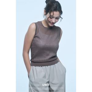 [유닛]소프트 립조직 슬리브리스 니트나시UFKKSN242N