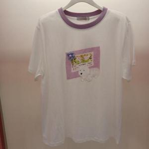 Latium HC06 이중컬러넥 플라워퍼피 얇은 여름 라운드 반팔 면티 T2523ts59W