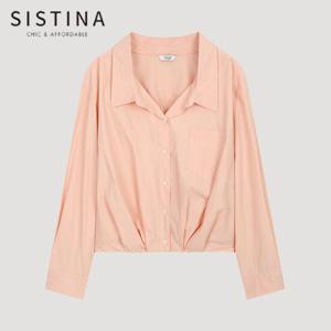 [SISTINA] 인기 코튼 볼륨 크롭 셔츠_AWWSTO21090_LO