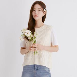 [로엠]백리본 니트조끼(2colors)_RMVKE23RTA