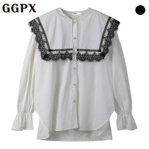 [지지피엑스]스퀘어 레이스 밴딩 소매 블라우스 (GP1SH014F)