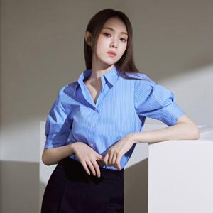 [라인어디션][이성경 착용] 오픈카라 7부소매 셔츠 (NNBLPE61)