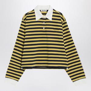 MIU MIU Blue yellow striped polo with logo MJL075OOO17OURMIU-F03QG