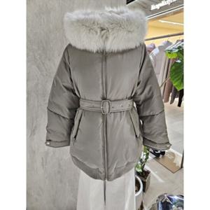 [ZOOC] 퍼 텍스처 블록 벨티드 구스 다운 점퍼 (Z244PSG807)