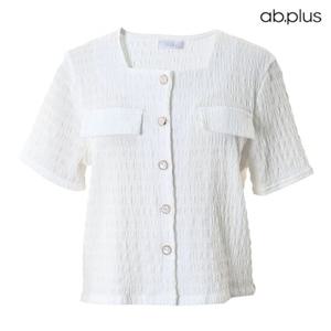 [ab.plus] 컬러 스퀘어넥 링클 반팔 블라우스 (LSY2MB91A)
