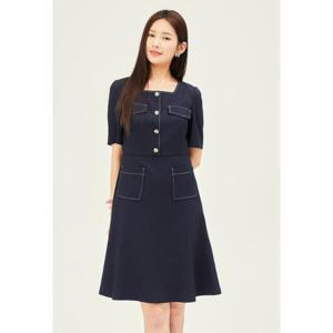 [제이제이 지고트]배색 스티치 플레어 원피스GP6M0OP941-BS