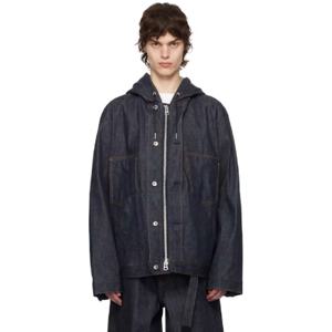 25 SS 사카이 남성 인디고 블루 후드 데님 재킷 251445M202030