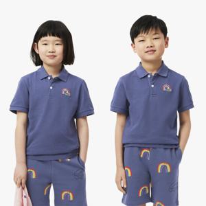[시즌오프 30% 인하] 라코스테 공식 키즈 레인보우 자수 반팔 폴로 PJ8425-55G I1M