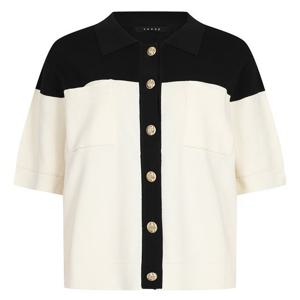 [예쎄]() 배색 카라 반팔 니트 가디건(YW07KC41C)