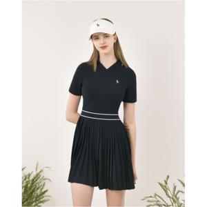 헤지스 골프 여성 25SS 네이비 여성 라인 포인트 반팔 원피스 HWDR5B311N3