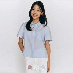 [지오다노주니어] 03345510 여아 포플린 반팔 셔츠