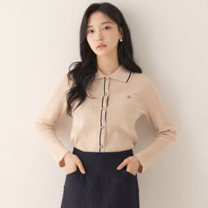 [로엠]물결카라 띠배색 가디건(2colors)_RMCKE23R17