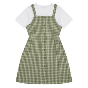 [소이]여아 체크 레이어드 반팔 원피스 21M1855_GN