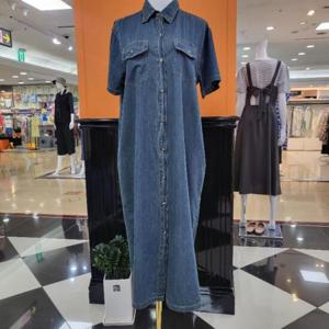 파파야 DP01 청 카라 롱 원피스 PNPROP003B