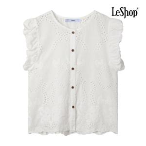 르샵  폼폼 민소매 펀칭 레이스 블라우스 (BP7BL034A)