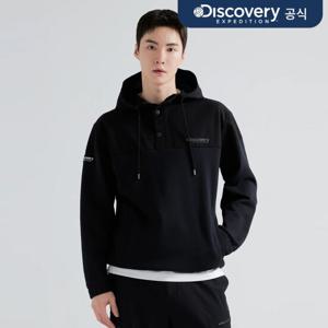 [디스커버리] 남성 반집업 하이브리드 후드티셔츠 (BLACK) DMHD37041-BKS