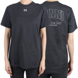 가니 25SS 여성 릴렉스드 라인스톤 반팔티 팬텀 T3953 252