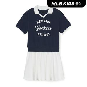 [MLB키즈 공식] 25SS 바시티 레이어드 원피스 NY (Navy) 7FOPV0253-50NYS