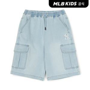 [MLB키즈 공식] 25SS 져지데님 5부 카고 팬츠 NY (L.Blue) 7ADPB0853-50BLL