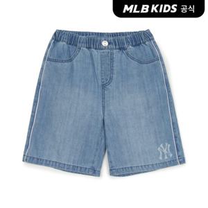 [MLB키즈 공식] 25SS 파이핑 5부 데님 팬츠 NY (L.Blue) 7ADPV0153-50BLL