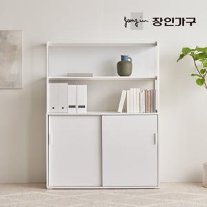 장인가구 마운트 슬라이딩장 1200 2단 선반 다용도 수납장 세트