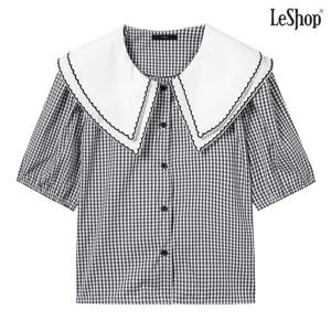 [르샵]체크 카라 반팔 블라우스 (DP2BA020A)