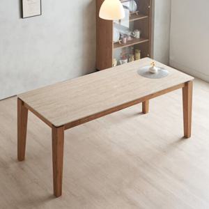 레이프 6인용 식탁 테이블 1900 11T 세라믹상판 참죽나무 원목 프레임 90mm 두께 원목다리
