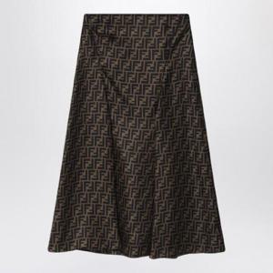 FENDI Skirt in brown FF silk twill FQ7601A8G3/Q_FENDI-F1440