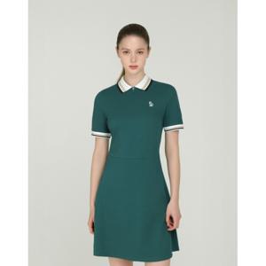 헤지스 골프 여성 25SS ONLINE EXCLUSIVE 그린 여성 배색 카라 원피스 HWDR5B991E3