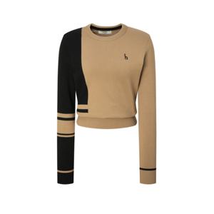 헤지스 골프 여성 24FW 스테디셀러컬러 블럭 로고 니트 (BEIGE) WWSW4C611I2