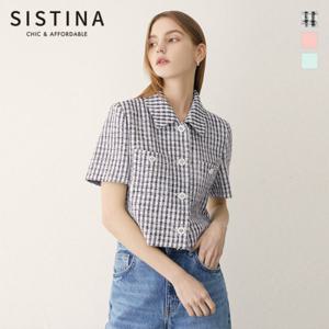 [SISTINA] 인기 트위드 크롭 반팔 재킷_AWWJKN21070