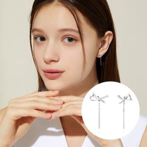 [스톤헨지]Love Knot 실버 큐빅 드롭 귀걸이 SA24C53T
