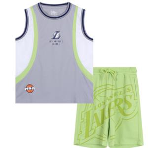 [NBA KIDS]NYK 컬러블록 폴리메쉬 민소매티 쇼츠 세트K232ST040P