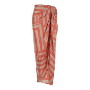 FENDI 매듭과 펜디 라버린스 모티브의 미디 오렌지 스커트 in Silk Woman FQ7570AWZTF0N12