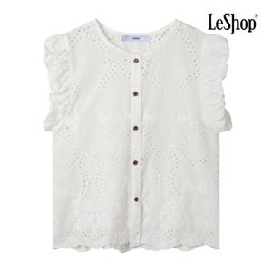[르샵] 폼폼 민소매 펀칭 레이스 블라우스 (BP7BL034A)