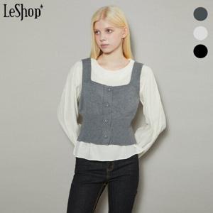 [르샵]버튼 크롭 뷔스티에 베스트 (BO9VT010A)