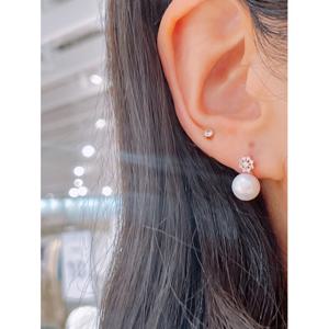 미니골드 14K [담수8.5] 다알리아진주 귀걸이 ETRS4096